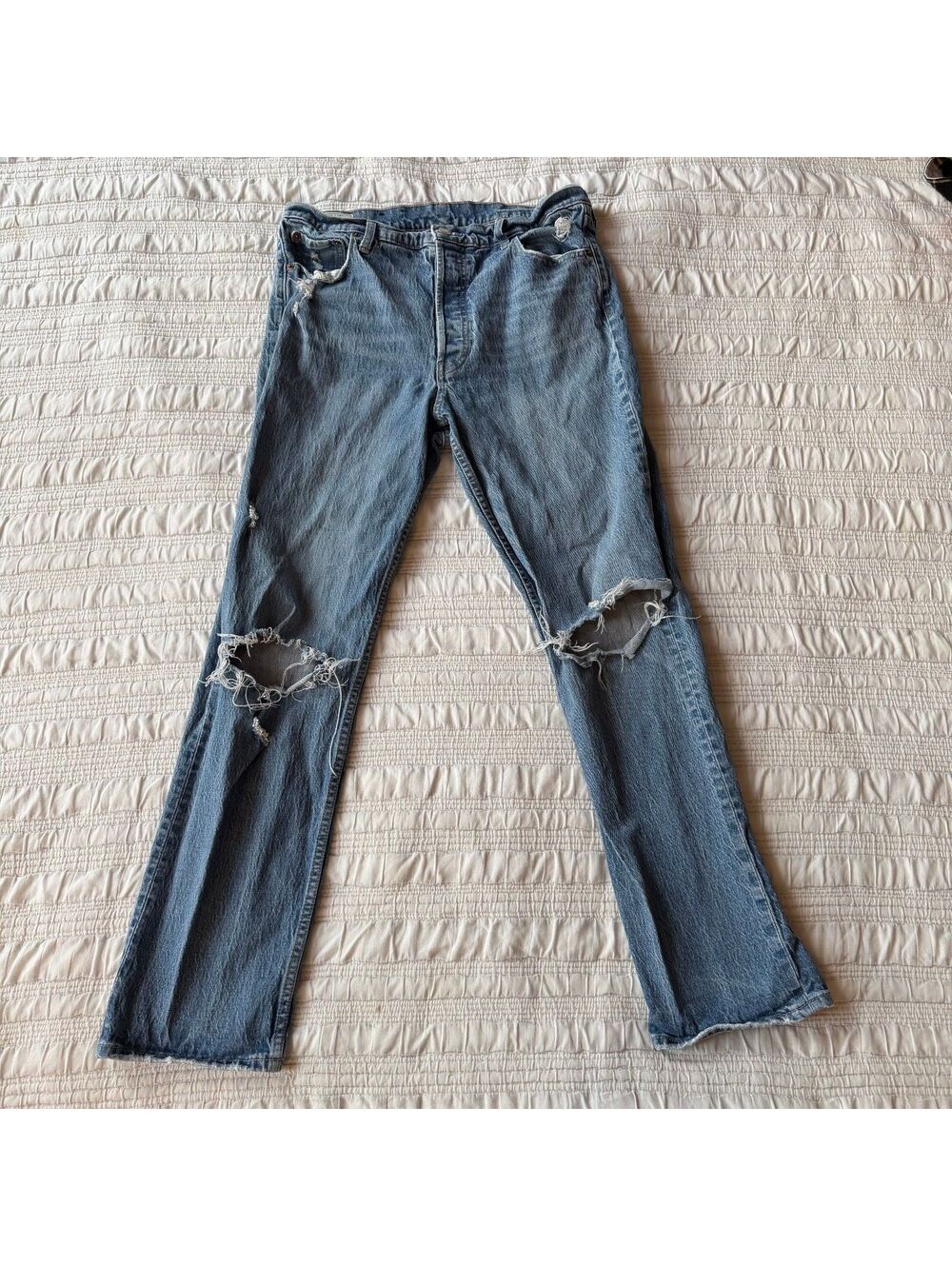 GAP Cheeky Straight High Rise Distressed Jeans Size 32 / 14 Tall Medium Wash